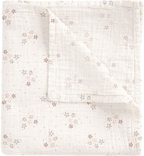 Bimbidreams Bamboo Stars Baby Burp Cloth Muslin Pink 120x120cm