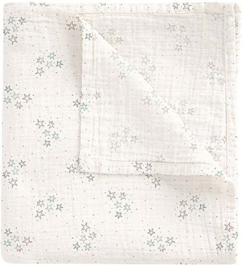 Bimbidreams Stars Σελτεδάκι από Μουσελίνα Μπλε 120x120εκ.