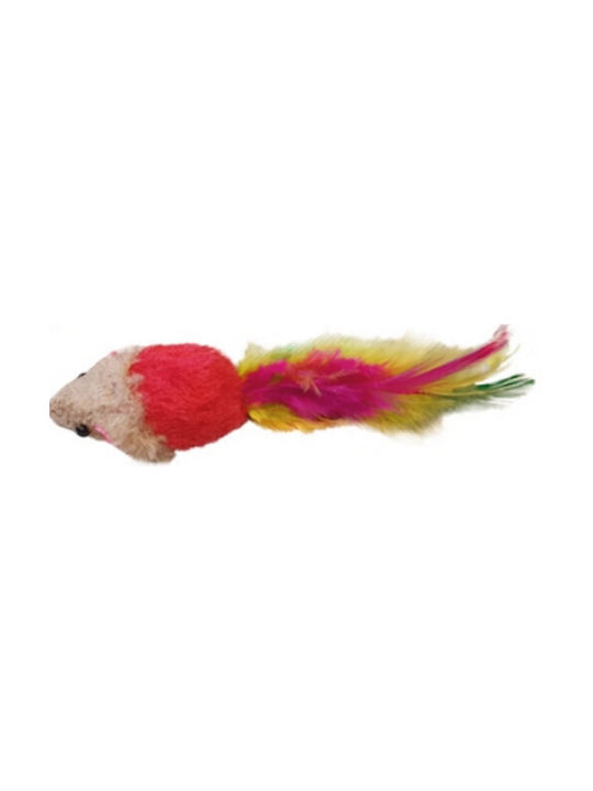 Jucărie pentru pisici Nobby, șoarece din pluș cu pene și clopoțel, 5cm Nobby