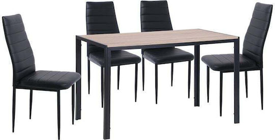 Dining Room 4pcs Black 120x70cm