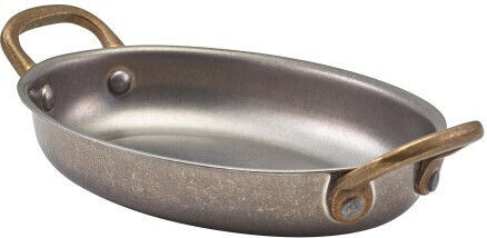 Stainless Steel Platter with Brass Handles 37.5x26.5x4cm-gtsa
