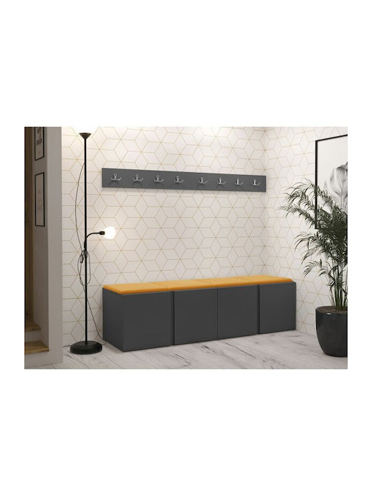 Hartford 276 Eingangsmöbel mit Spiegel & Garderobe Graphite 168x42x46cm