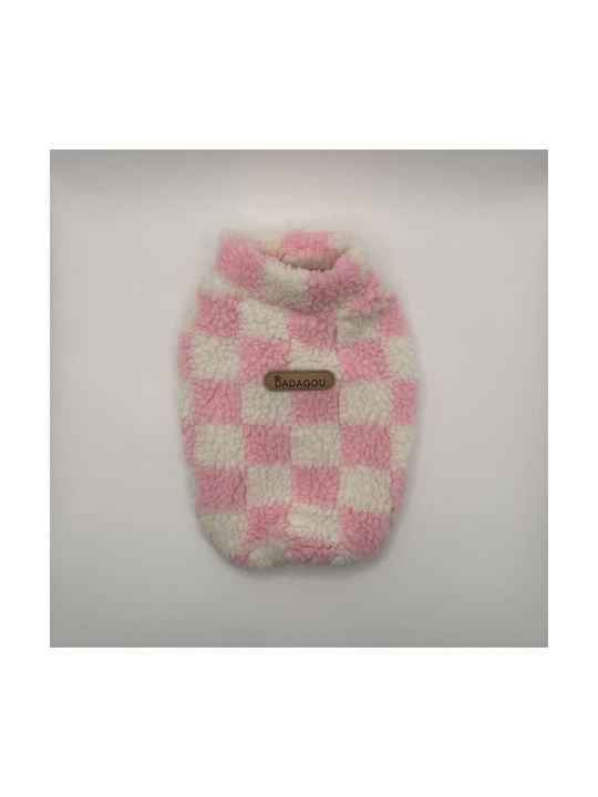 Vestă pentru câini mici Bonnie din fleece, carouri roz & alb