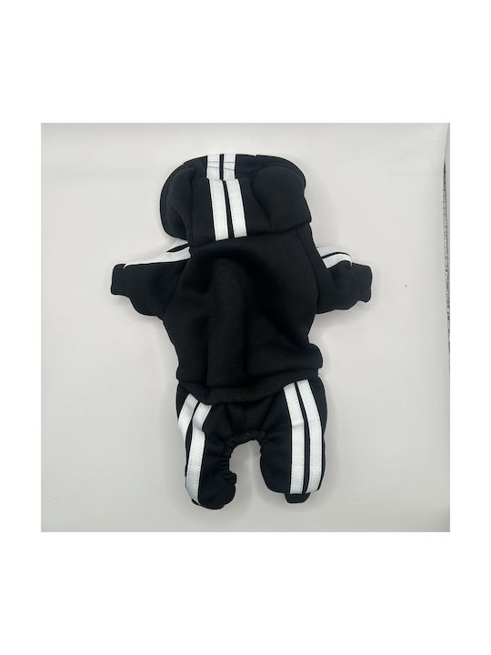 Bonnie XS Schwarzes Hundesweatshirt mit weißen Streifen