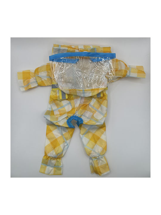 Bonnie Small Waterproof Dog Jumpsuit Yellow Plaid with Transparent Visor