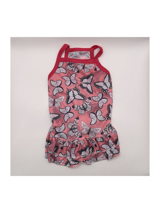 Bonnie Medium Pink Dog Dress with Butterflies and Ruffles