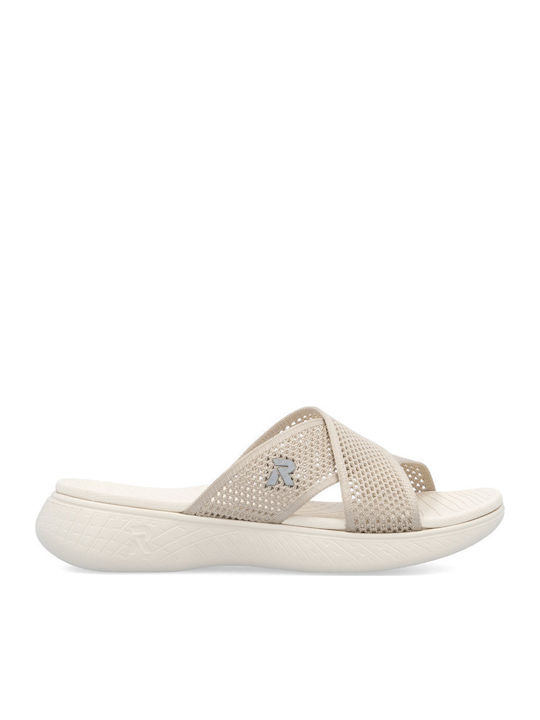 Rieker Γυναικεία Ανατομικά Σανδάλια Flatforms Μπεζ