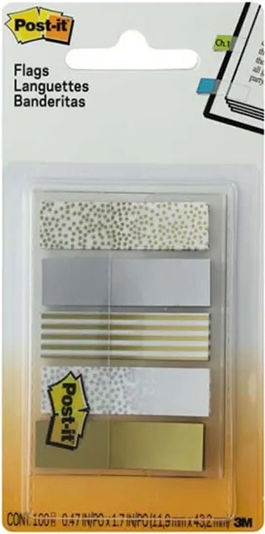 3m Post-it Σελιδοδείκτες Metallic Αυτοκόλλητο 12x43mm 5 Χρώματα X 20 Φύλλα 684-met