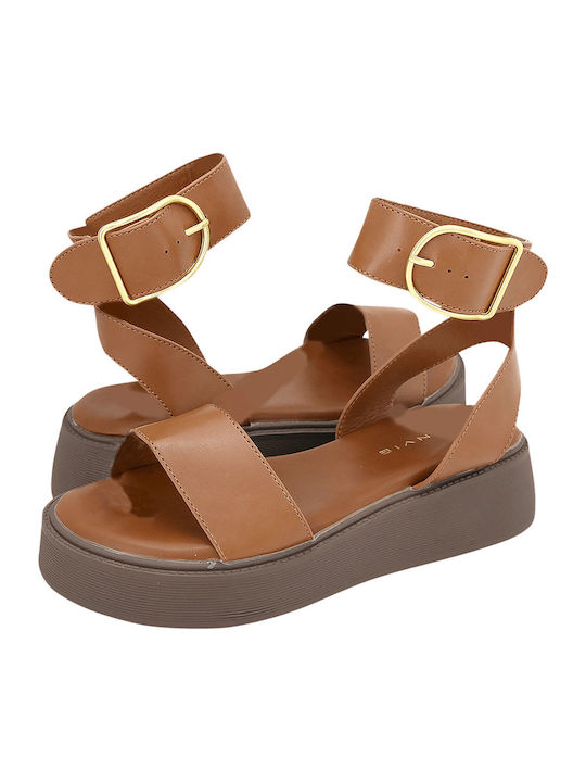 Women's Synthetic Leather Platform Shoes Brown