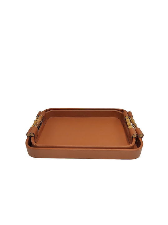 Espiel Rechteckig Serviertablett mit Griffen in Orange Farbe 45x32cm DER101 2Stück