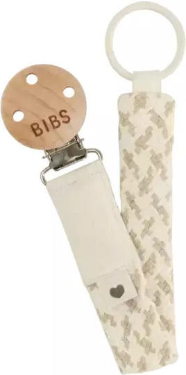 Bibs Pacifier Ribbon Made of Fabric White