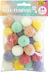 Folia Pom-Pom Mehrfarbig Sortiert Pastell 24 Stück Wolle