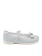 Kids Anatomic Leather Ballerinas with Hoop & Loop Closure Silver