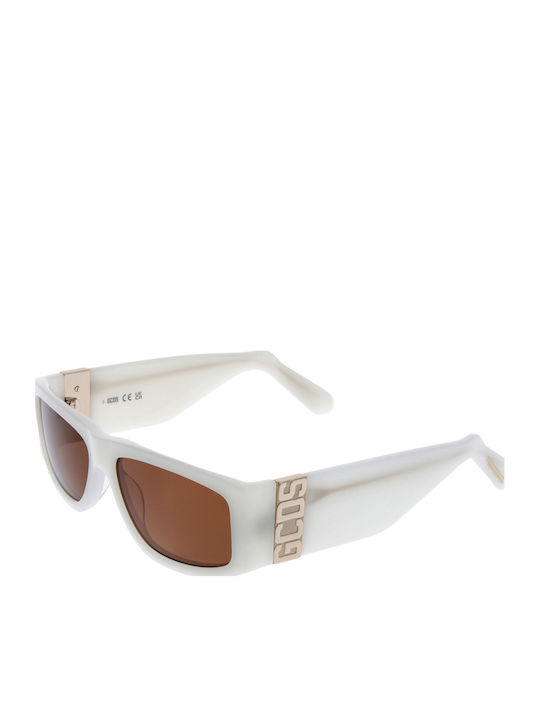 GCDS Unisex Sunglasses with White Horn-Rimmed Frame and Brown Lenses GD0037 21E