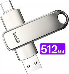 Buddi 512GB USB 3.1 Γκρι
