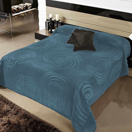 Linea Home Single Velvet Blanket 160x220 cm Petrol Blue