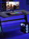 Gaming Office Wooden Pink with Metal Legs & LED 80x30x73cm