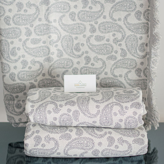 My Home Luxury Throws and Couch Blankets Sofa Throws 180x250cm Ecru with Gray T2dg 250 T2DG 250