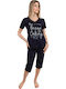 Happy Family Summer Women's Pyjama Set Dark Blue