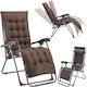 Bakaji Lounger-Armchair Beach with Recline Multiple Slots Brown