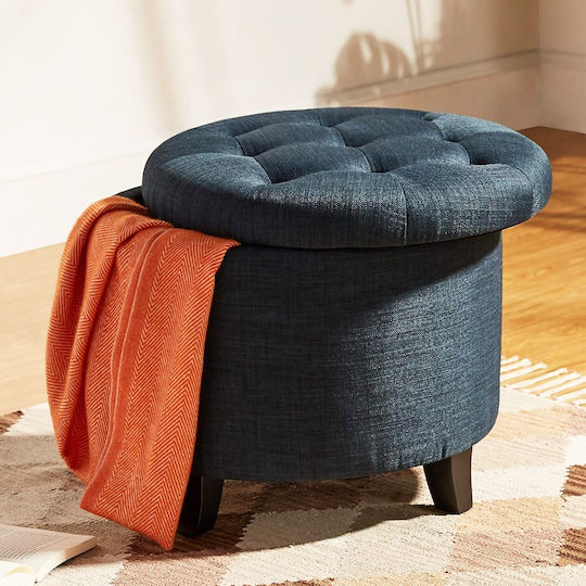 Wooden Footstool with Storage Space Blue 43x51x51cm