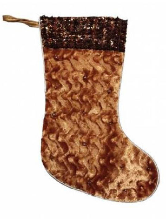 Christmas Decorative Fabric Brown Socks H40cm