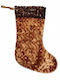 Christmas Decorative Fabric Brown Socks H40cm