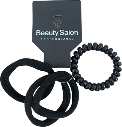Beauty Salon Black Hair Elastics Set of 3