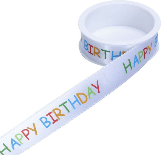 Satin Gift Ribbon Happy Birthday 25mm Multicolor Polyester Length 300 cm x Width 2.5 cm