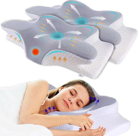 Pernă medicală pentru gât Memory Foam 62x41x11cm Gri
