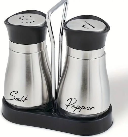 Set Sare și Piper Inox cu Suport 2buc