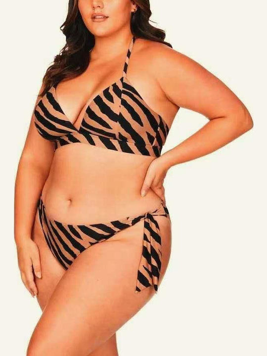 Bikini Set Top & Slip Bottom Brown Animal Print