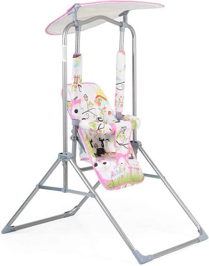 Moni Metal Kids Swing with Protector and Seat Belt Funny for 6+ Years Pink