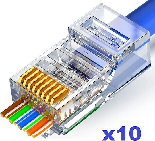 Sinet Rj-45 Cat6 Ez Male X10 Connector 30μ Gold Plated