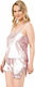 Plus Size Satin Babydoll Lace Salmon