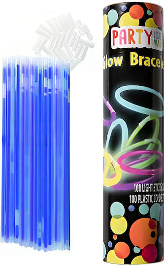 Set 100 Brățări Luminate Colorate pentru Petreceri, Bețe Fluorescente Glow Albastre Bebelogic