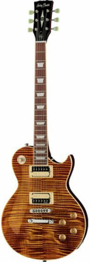 Harley Benton Ηλεκτρική Κιθάρα Single Cut με HH Διάταξη Μαγνητών Paradise Amber Flame Gloss