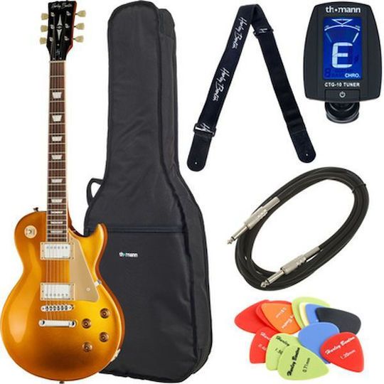 Harley Benton Set Elektrische Gitarre Einfacher Schnitt mit S Tonabnehmerkonfiguration Gold