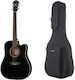 Harley Benton Semi-Akustik Gitarre Hb Custom Line Ausschnitt Schwarzer Satin mit Tasche