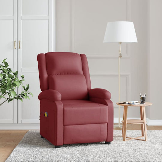 Relax Massage Armchair with Footstool Artificial Leather Burgundy 70x93x98cm