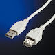Roline Кабел 11.99.8947 USB A M към USB A F 0.8m Бял