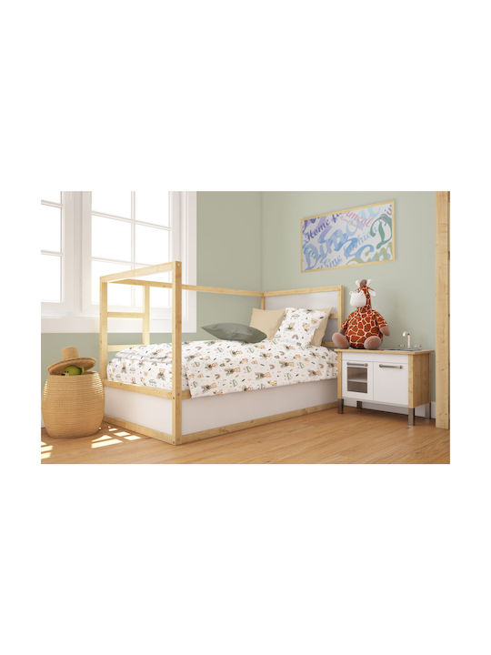 24home.gr Baby Bettbezug Cloudy Bear Weiß-Oliv ...