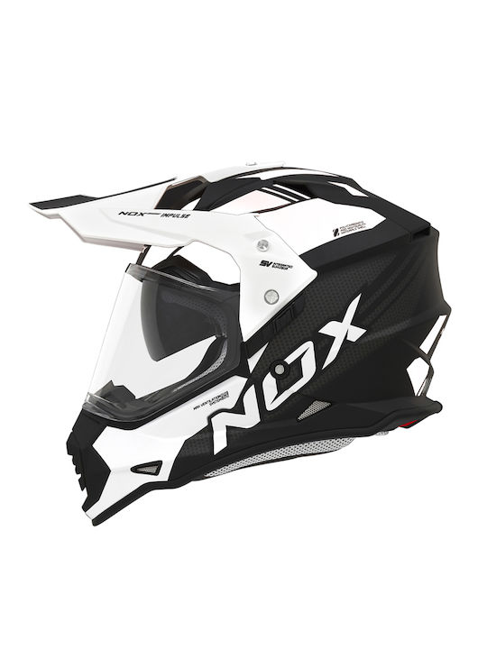 Nox N312 Impulse Black Matt / White Cască Moto On-Off ECE 22.06 cu Sunvisor