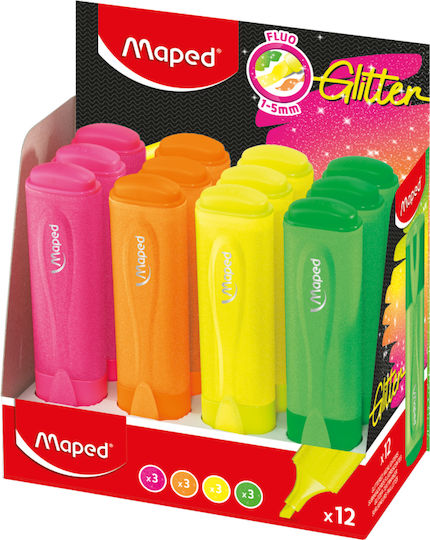 Maped Fluo Peps Glitter Μαρκαδόρος Υπογράμμισης Διαφορα Χρωματα (Διάφορα Χρώματα)