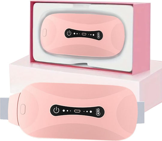 Centură De Masaj Abdominală Încălzire Vibrații 3 Niveluri De Încălzire 3 Setări De Masaj Anti-durere Menstruală Ciclu Suport Lombar Portabil Roz