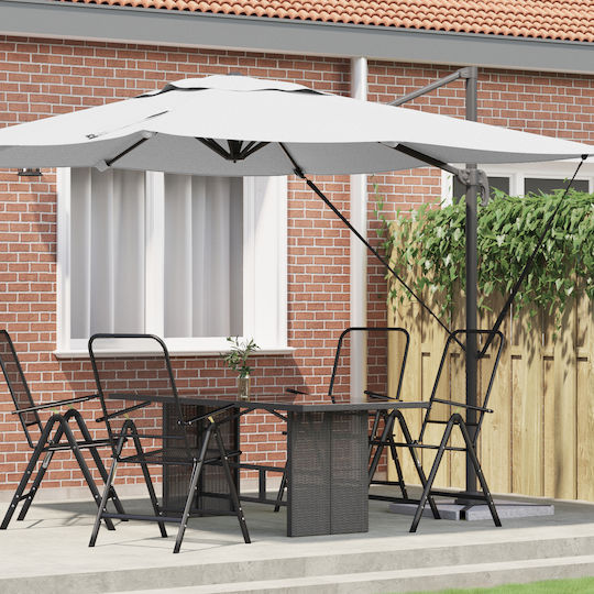 Umbrelă Suspendată Pătrată Din Aluminiu Bej 3x3xÎnălțime 2.65m