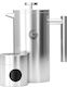 Cafetiere French Press 8 Cesti Double Wall Cafetiere 1 Litru Capacitate Container de Depozitare a Cafelei din Oțel Inoxidabil Argintiu