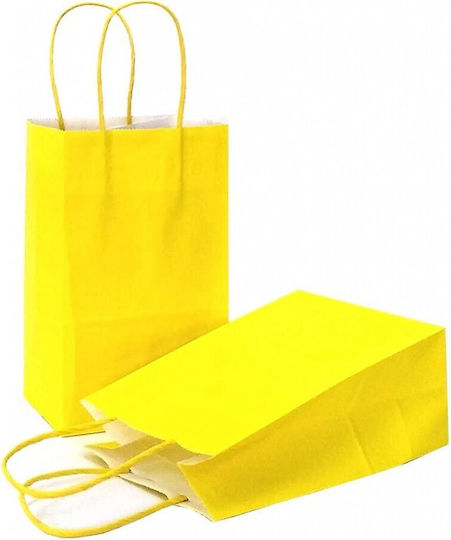 Mâner răsucit Hârtie Geantă pentru Cadou Galbenă 25x19cm.