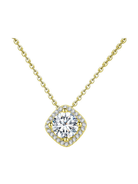Brizzling Halskette Rosette aus Vergoldet Silber mit Diamant