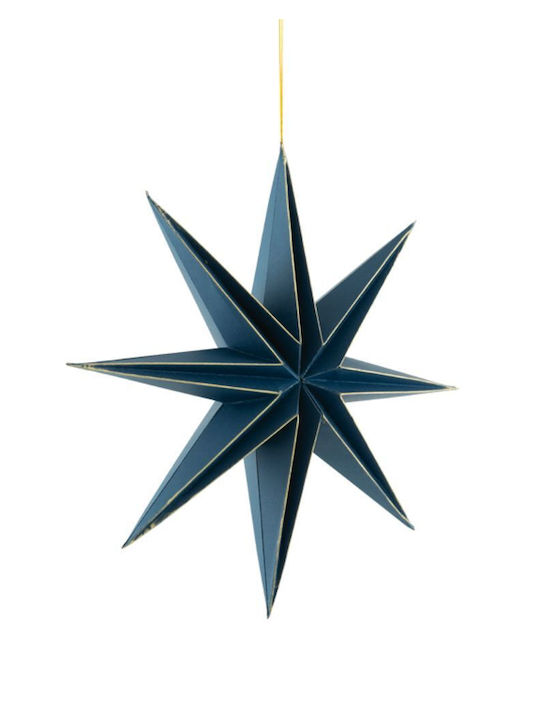 Christmas Hanging Foldable Star Blue Gold 30cm 157.001.0137.16